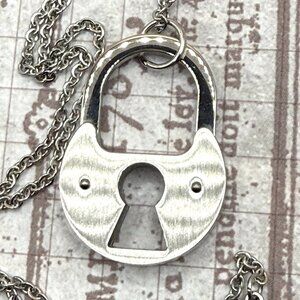 Inox Bold Silver Stainless Steel Padlock Lock Pendant Necklace Designer